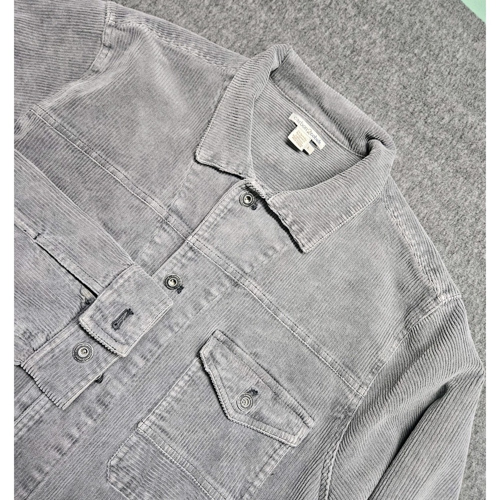 Carbon 2 Cobalt Jacket Mens L Gray Chore Coat Corduroy Pockets